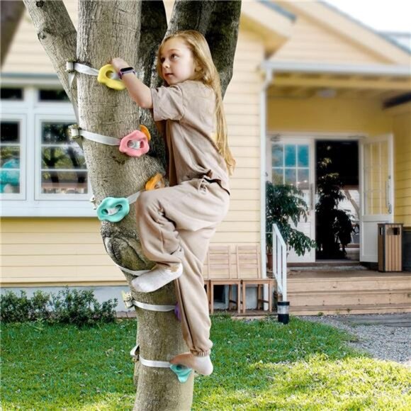 12 Ninja Tree Climbing Holds for Kids Climber, Tree Climbing Kit with 6 Straps - Picture 6 of 8